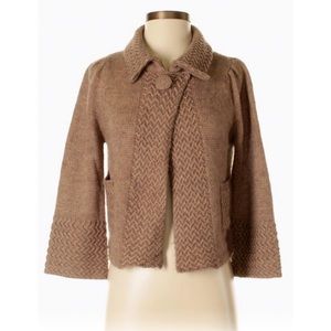 BCBGmaxazria Cropped Tan Cable Knit Shrug Cardigan